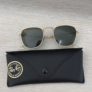Ray-Ban Gold Frame Sunglasses with Black Lenses